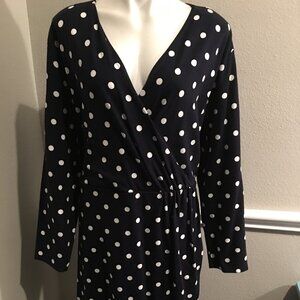 The Loft Black & White Polka Dot Dress 1X  New   Car1